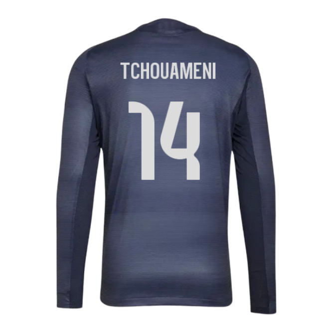 2025-2026 Real Madrid Long Sleeve Away Shirt (Tchouameni 14)-Football Shirts Shop