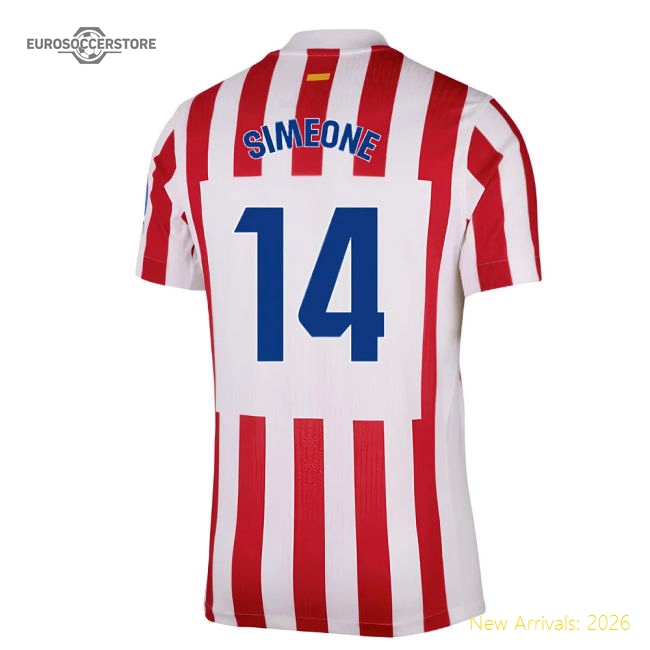 2025-2026 Atletico Madrid Home Authentic Shirt (Simeone 14)-Football Shirts Shop