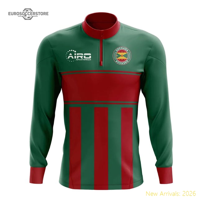 Grenada Concept Football Half Zip Midlayer Top (Green-Red)-Football Shirts Shop