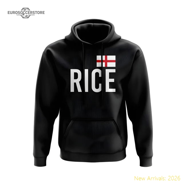 Declan Rice England Name Hoody (Black)-Football Shirts Shop