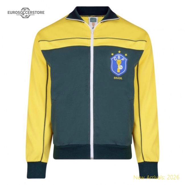 Score Draw Brazil 1986 World Cup Finals Track Jacket (Yellow)-Football Shirts Shop