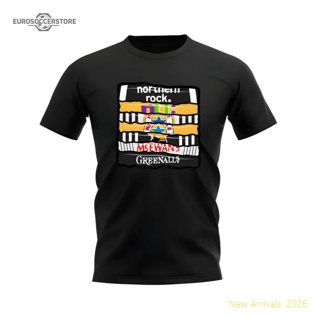 Newcastle United Shirt Sponsor History T-shirt (Black)-Football Shirts Shop
