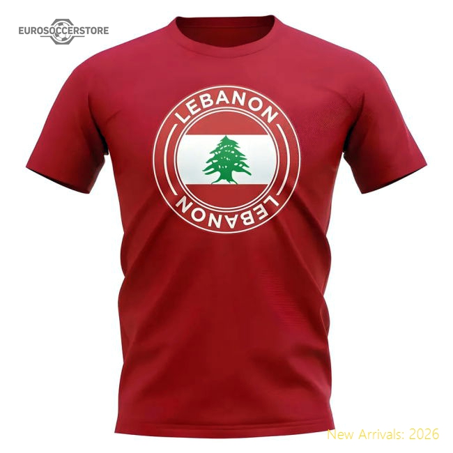 Lebanon Football Badge T-Shirt (Red)-Football Shirts Shop