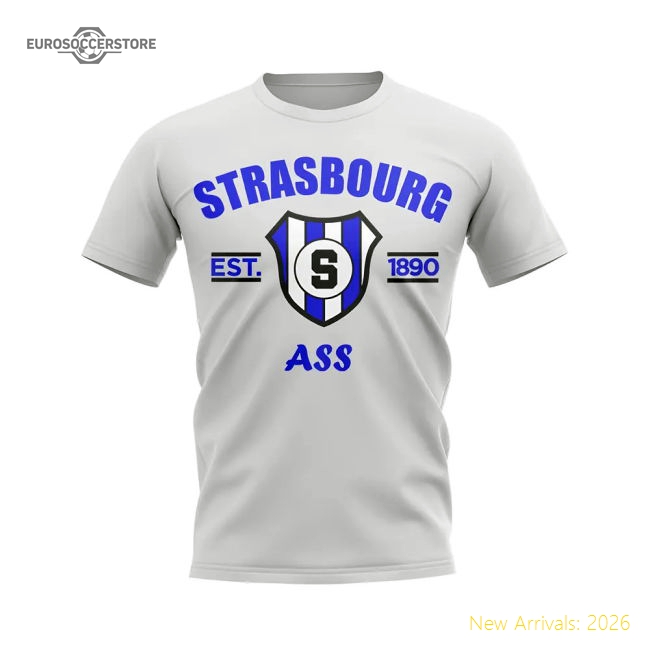 Strasbourg Established Football T-Shirt (White)-Football Shirts Shop