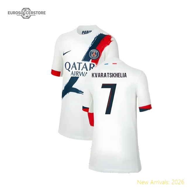2024-2025 PSG Away Shirt (Kids) (Kvaratskhelia 7)-Football Shirts Shop