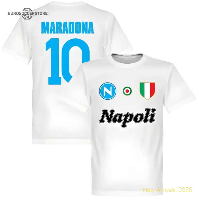 Napoli Maradona 10 KIDS Team T-Shirt - White-Football Shirts Shop