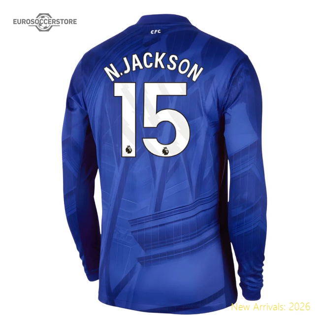 2025-2026 Chelsea Home Long Sleeve Shirt (N.Jackson 15)-Football Shirts Shop