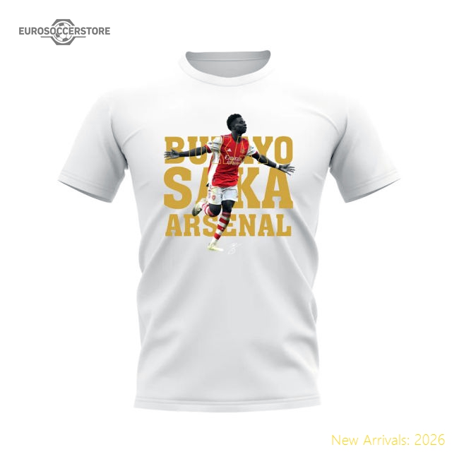 Bukayo Saka Arsenal Player Tee (White)-Football Shirts Shop