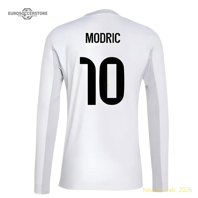 2025-2026 Real Madrid Long Sleeve Home Shirt (Modric 10)-Football Shirts Shop