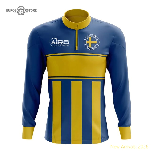 Sweden Concept Football Half Zip Midlayer Top (Blue-Yellow)-Football Shirts Shop