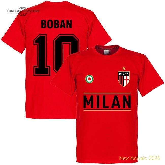 AC Milan Boban 10 Team T-Shirt - Red-Football Shirts Shop
