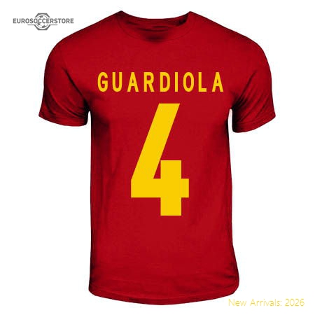 Pep Guardiola Spain Hero T-shirt (red)-Football Shirts Shop