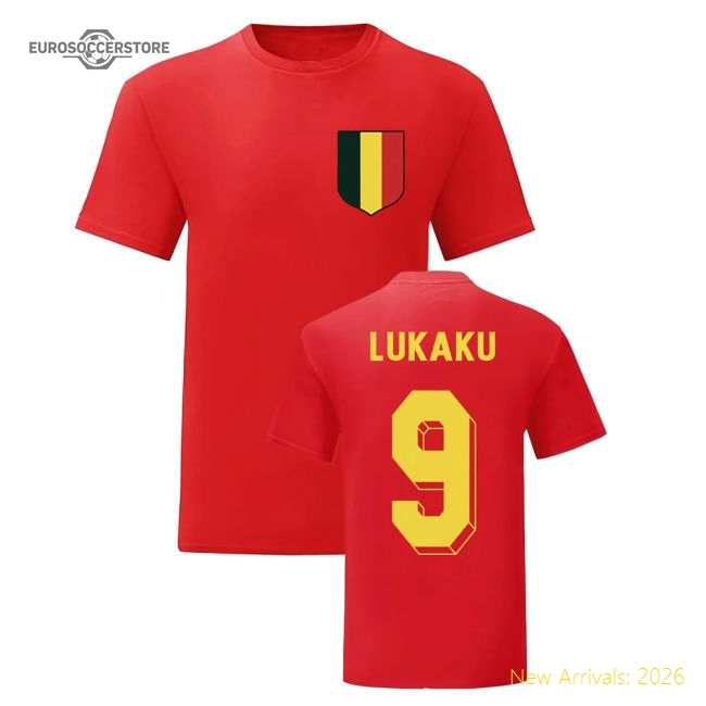 Romelu Lukaku Belgium National Hero Tee\'s (Red)-Football Shirts Shop