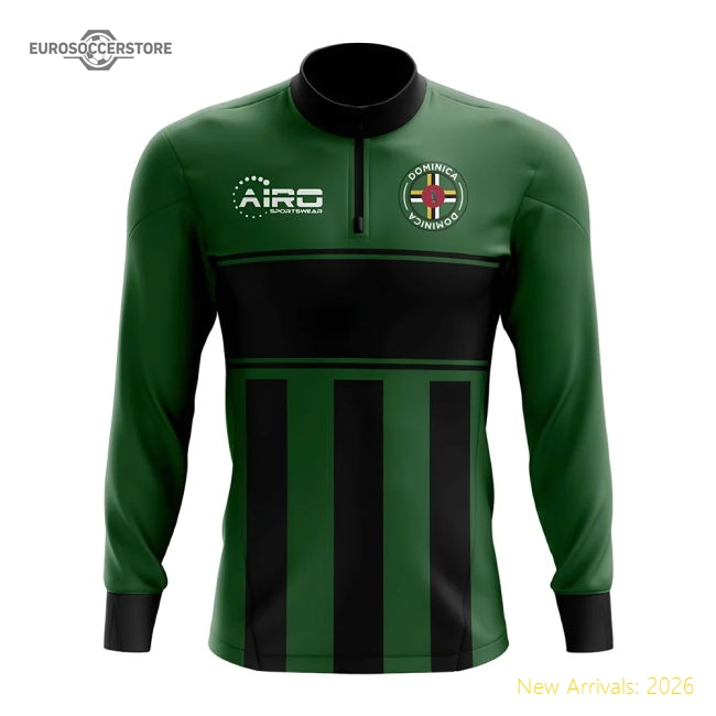 Dominica Concept Football Half Zip Midlayer Top (Green-Black)-Football Shirts Shop
