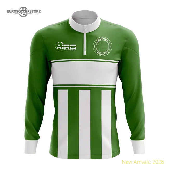 Ladonia Concept Football Half Zip Midlayer Top (Green-White)-Football Shirts Shop