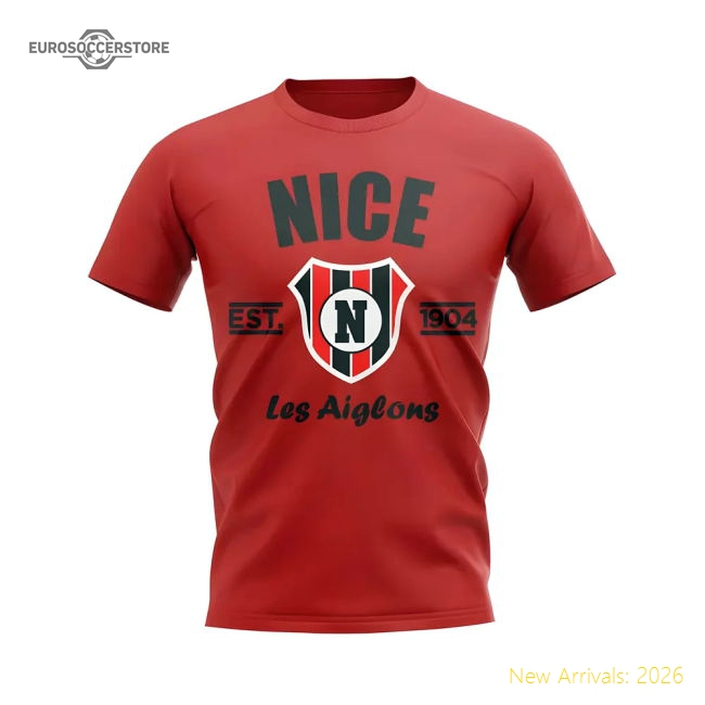 Nice Established Football T-Shirt (Red)-Football Shirts Shop