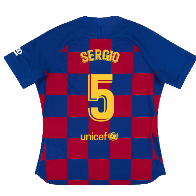 Barcelona 2019-20 Womens Home Shirt (Vaporkit) ((Excellent) S) (SERGIO 5)-Football Shirts Shop