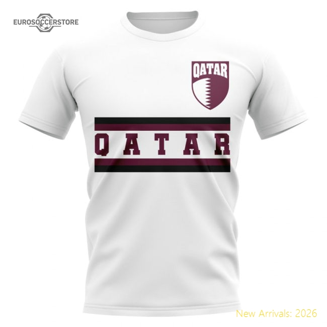 Qatar Core Football Country T-Shirt (White)-Football Shirts Shop