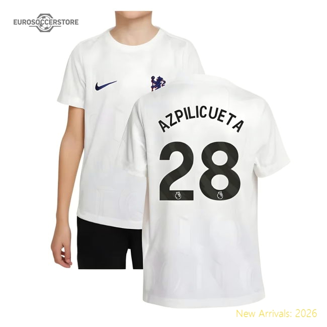 2025-2026 Chelsea Pre-Match Shirt (White) - Kids (Azpilicueta 28)-Football Shirts Shop