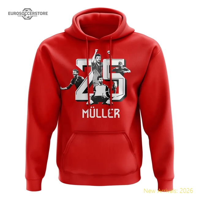 Thomas Muller 25 Bayern Munich Hoody (Red)-Football Shirts Shop