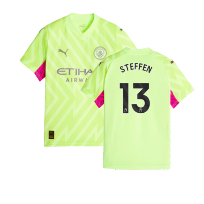 2023-2024 Man City SS Goalkeeper Shirt (Yellow) (Steffen 13)-Football Shirts Shop