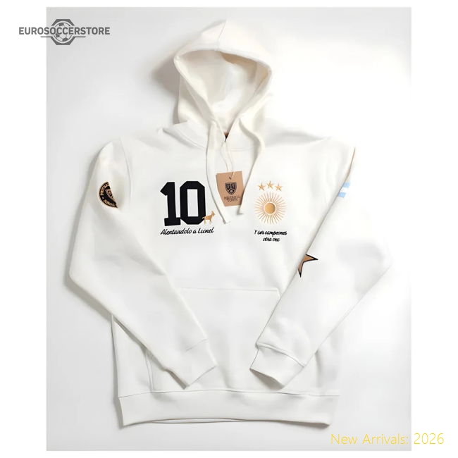 Argentina Messi Hoodie El Sol GOAT White-Football Shirts Shop