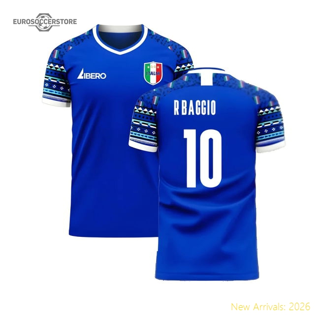 Italy 2025-2026 Home Concept Football Kit (Libero) (R.BAGGIO 10)-Football Shirts Shop