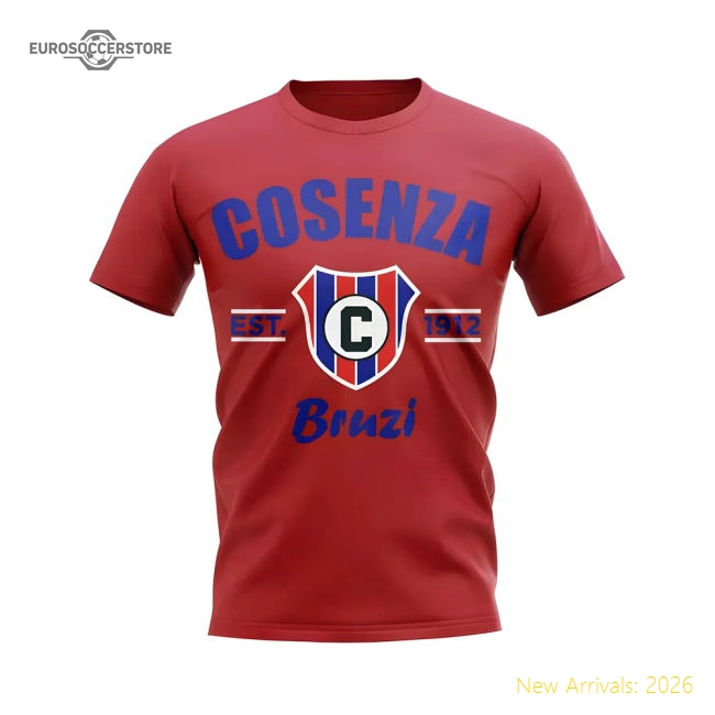 Cosenza Established Football T-Shirt (Red)-Football Shirts Shop