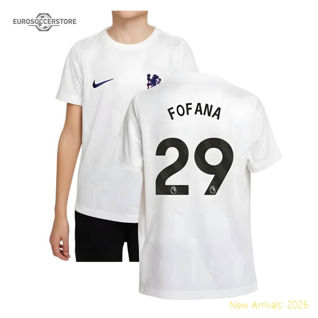 2025-2026 Chelsea Pre-Match Shirt (White) - Kids (Fofana 29)-Football Shirts Shop