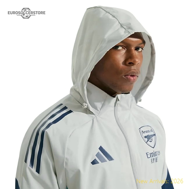 2025-2026 Arsenal Allweather Jacket (Grey)-Football Shirts Shop