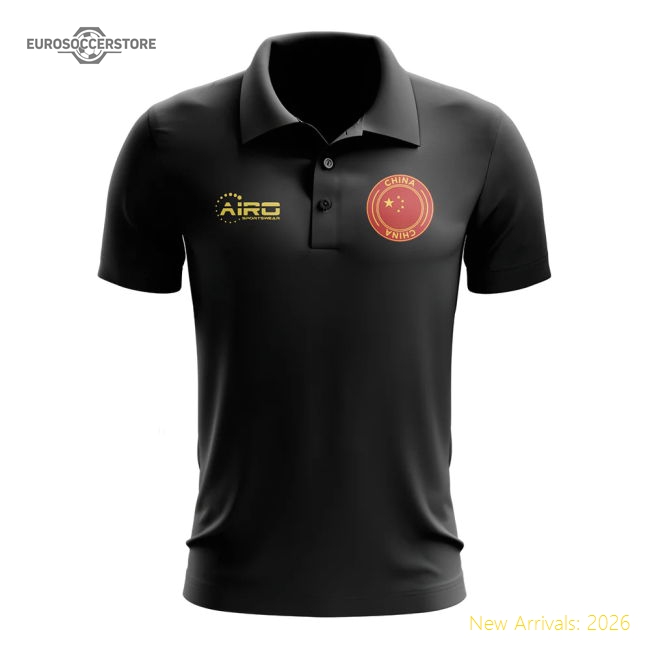 China Football Polo Shirt (Black)-Football Shirts Shop