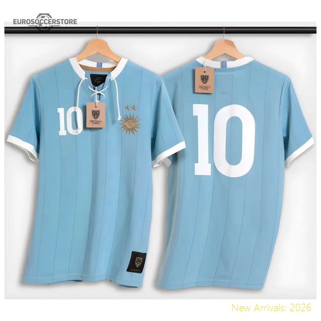 Uruguay Forlan Retro Shirt with Laces La Celeste-Football Shirts Shop