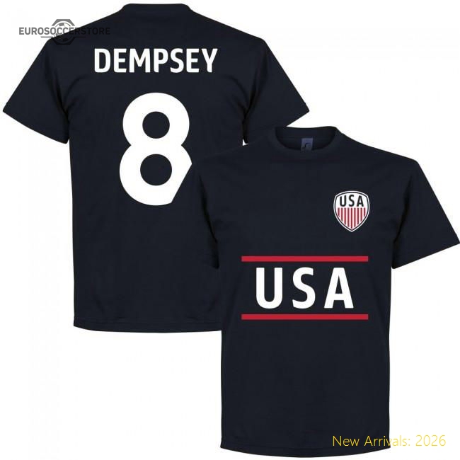 USA Clint Dempsey 8 Team T-Shirt - Navy-Football Shirts Shop