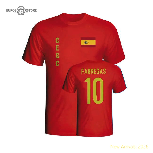 Cesc Fabregas Spain Flag T-shirt (red) - Kids-Football Shirts Shop