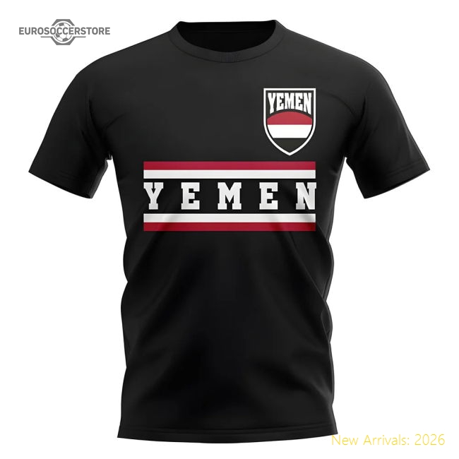 Yemen Core Football Country T-Shirt (Black)-Football Shirts Shop