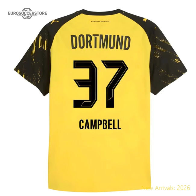 2025-2026 Borussia Dortmund Authentic Home Shirt (Campbell 37)-Football Shirts Shop