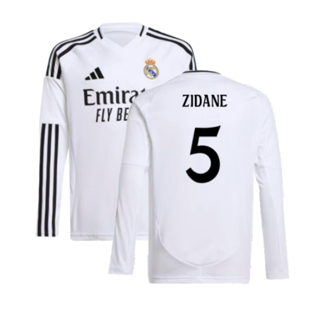 2024-2025 Real Madrid Long Sleeve Home Shirt (Kids) (Zidane 5)-Football Shirts Shop