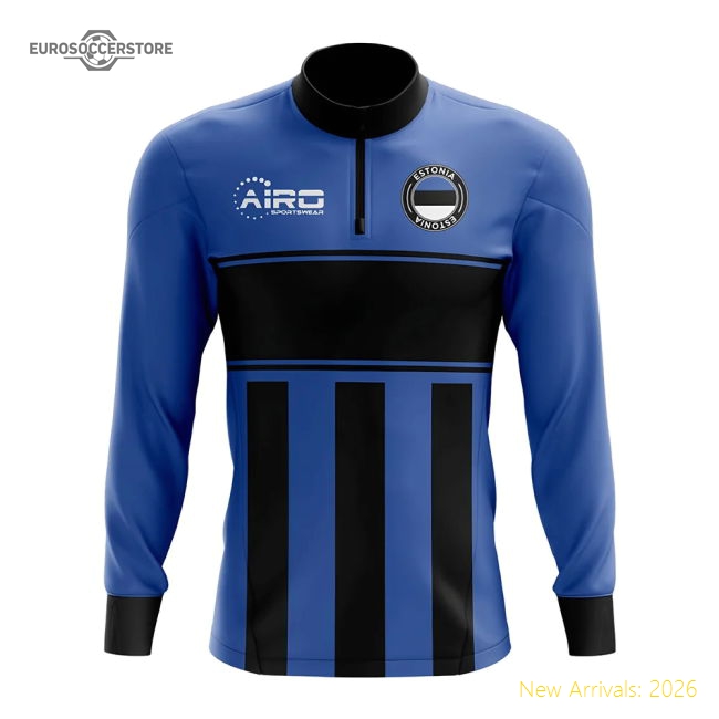Estonia Concept Football Half Zip Midlayer Top (Blue-Black)-Football Shirts Shop