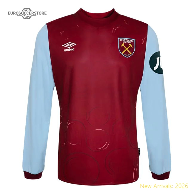 2023-2024 West Ham Long Sleeve Home Shirt (Kids)-Football Shirts Shop