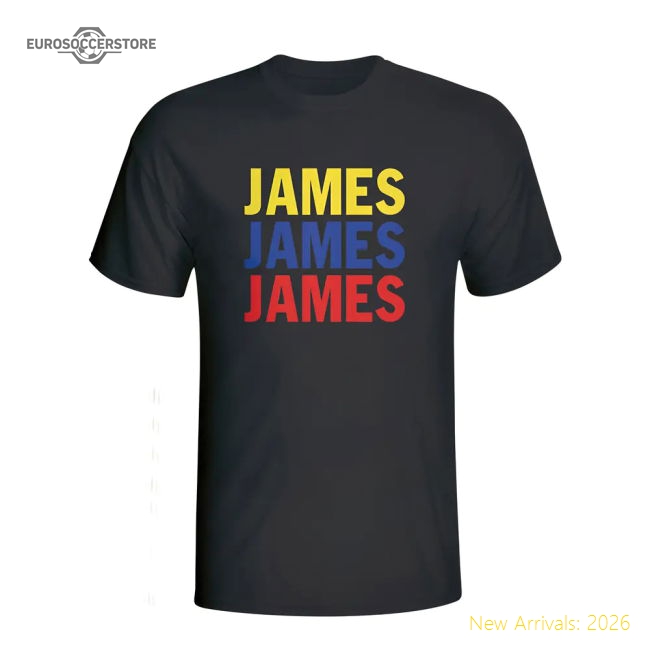 James Rodriguez Colombia Player Flag T-shirt (black) - Kids-Football Shirts Shop