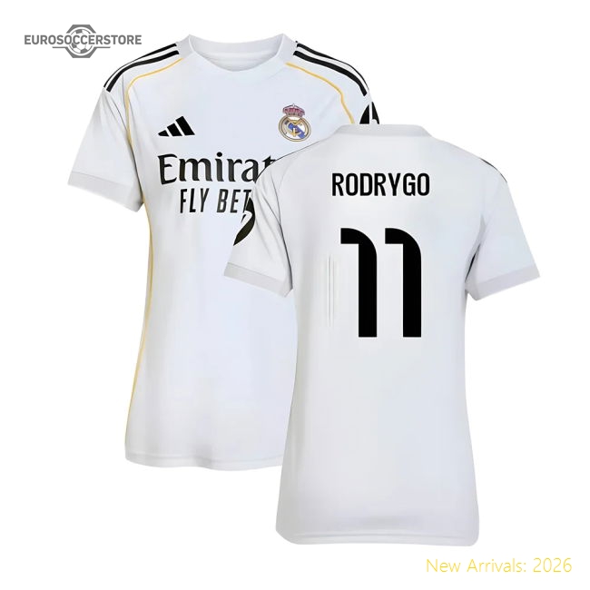 2025-2026 Real Madrid Home Shirt (Womens) (Rodrygo 11)-Football Shirts Shop