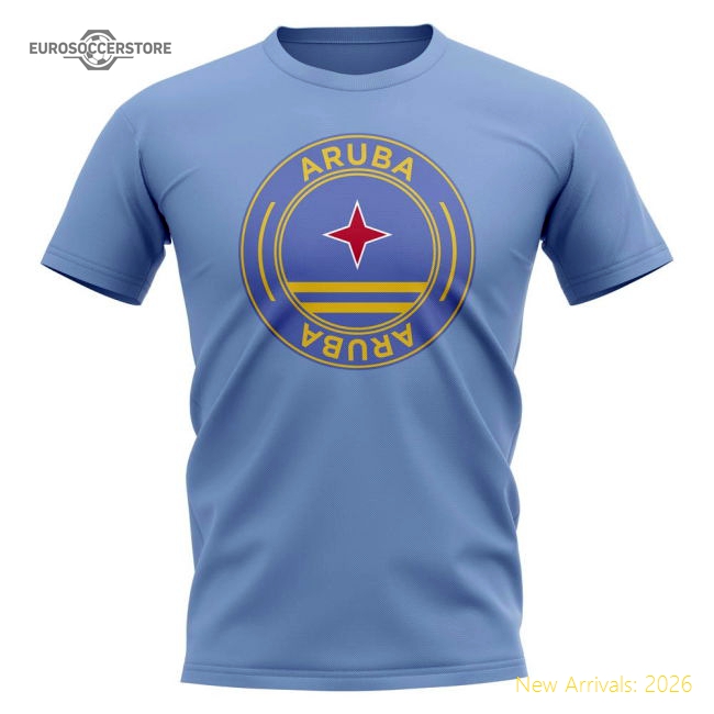 Aruba Football Badge T-Shirt (Sky)-Football Shirts Shop