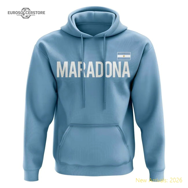Diego Maradona Argentina Name Hoody (Sky Blue)-Football Shirts Shop