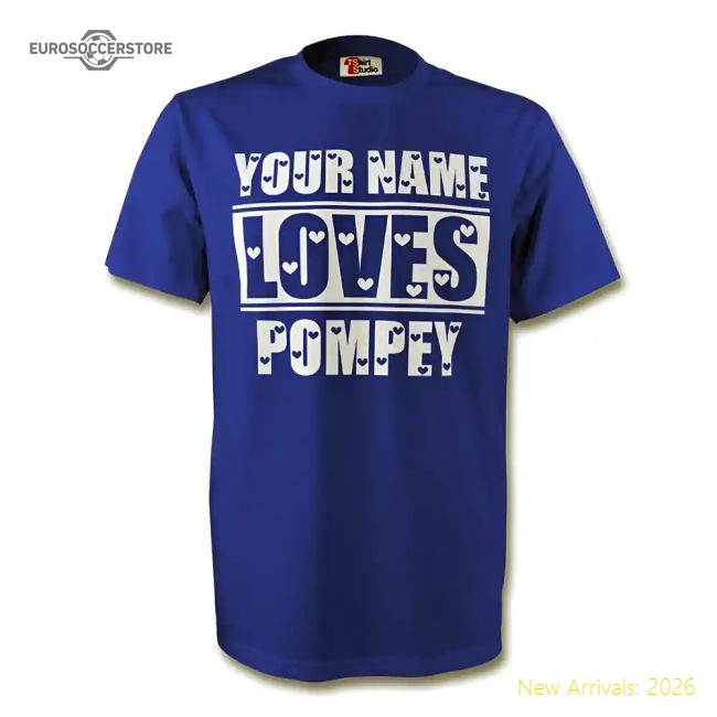 Your Name Loves Pompey T-shirt (blue) - Kids-Football Shirts Shop