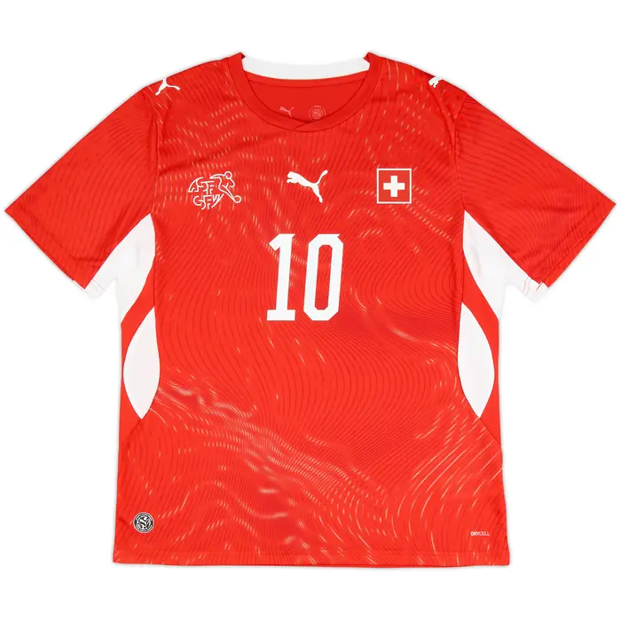 Xhaka Switzerland Home Shirt 2026-27 – Alpine Red Topographical Supporter Jersey #10