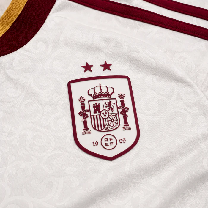 Men's Spain Away Shirt 2026 – Pure White & Crimson Football Supporter Jersey
