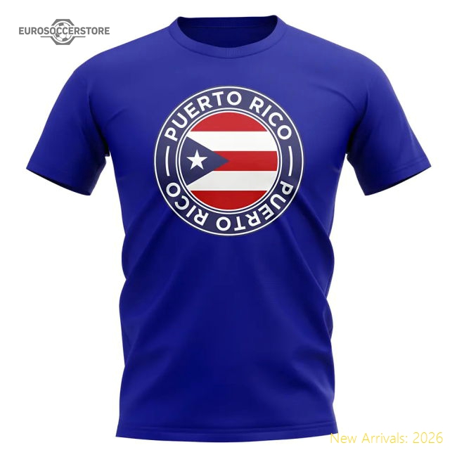 Puerto Rico Football Badge T-Shirt (Royal)-Football Shirts Shop