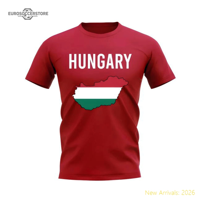 Hungary Map T-shirt (Red)-Football Shirts Shop