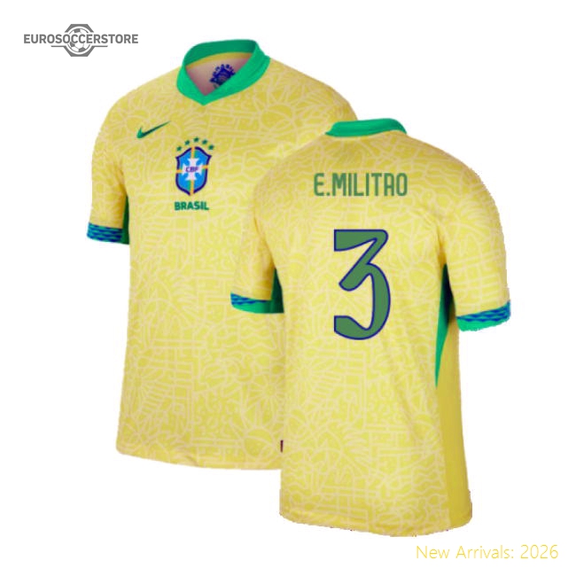 2024-2025 Brazil Home Dri-Fit ADV Match Shirt (E.Militao 3)-Football Shirts Shop