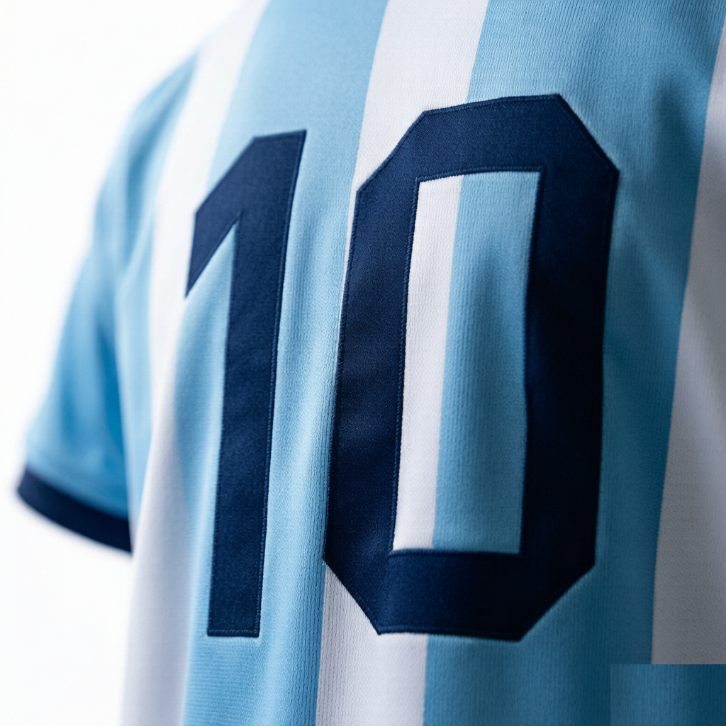 Jersey back with navy number 10 on white